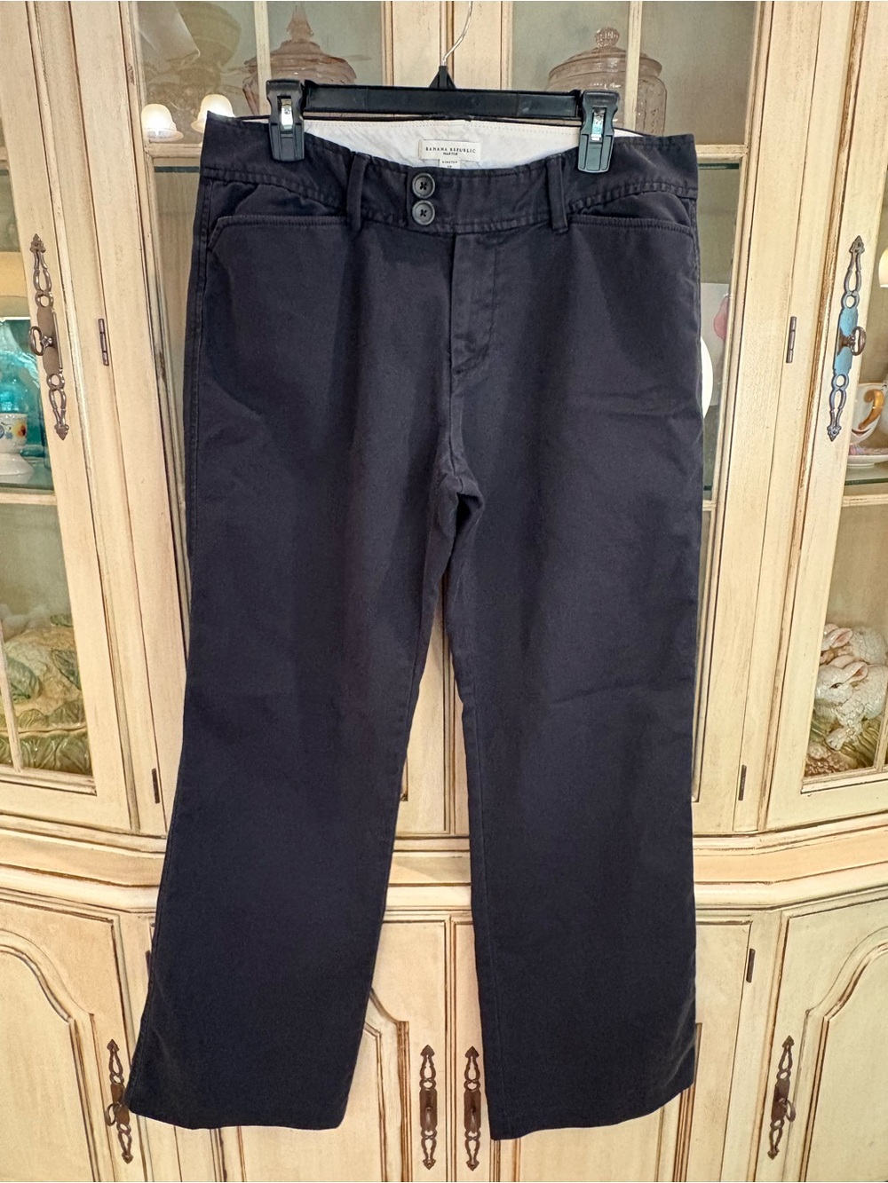 Banana Republic Martin Stretch Straight Leg Cotton Pants Size 12 in Navy VTG Y2K